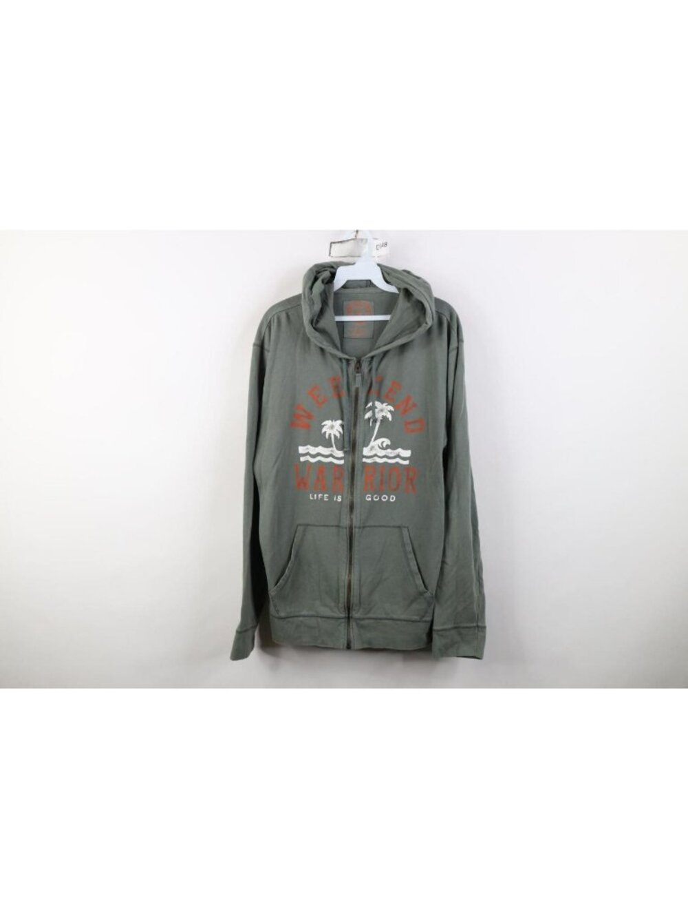 Life Is Good Mens Medium Faded Weekend Warrior Beach Full Zip Hoodie Sweatshirt
